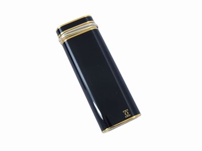 Accendino le Must De Cartier Trinity Placcato Oro Giallo e Lacca Nera