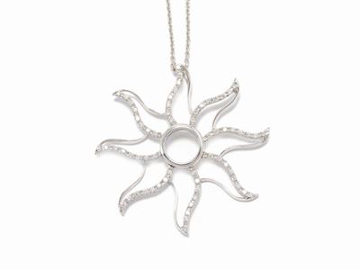 Catenina e Pendente in Oro Bianco con Diamanti