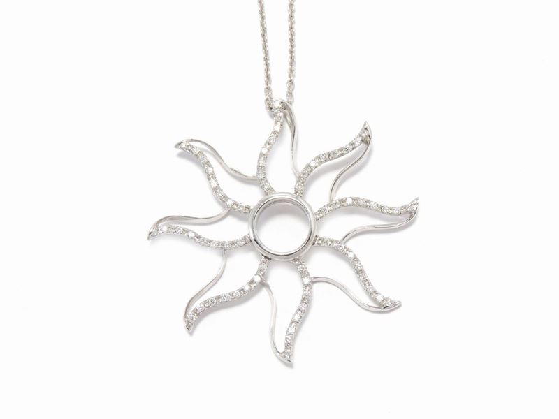 Catenina e Pendente in Oro Bianco con Diamanti