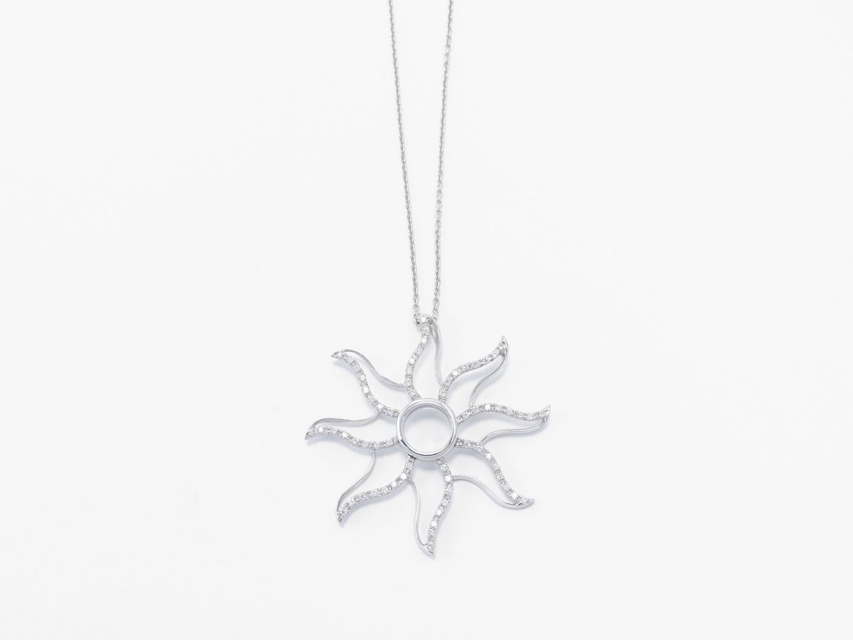Catenina e Pendente in Oro Bianco con Diamanti