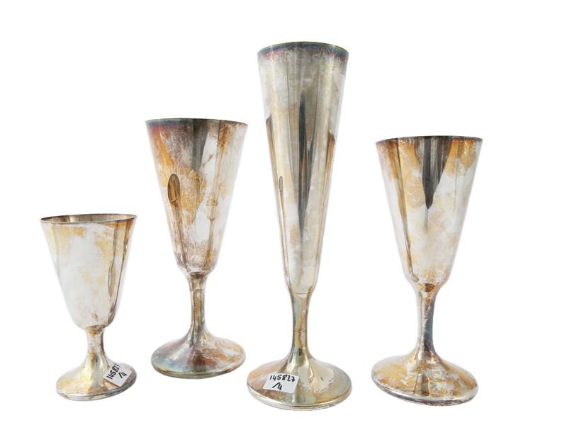 Set di Quattro Calici da Degustazione in Argento