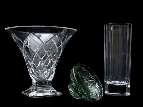 Three crystal vases