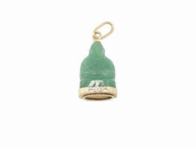 Pendente in Oro Giallo e Agata Verde Tinta