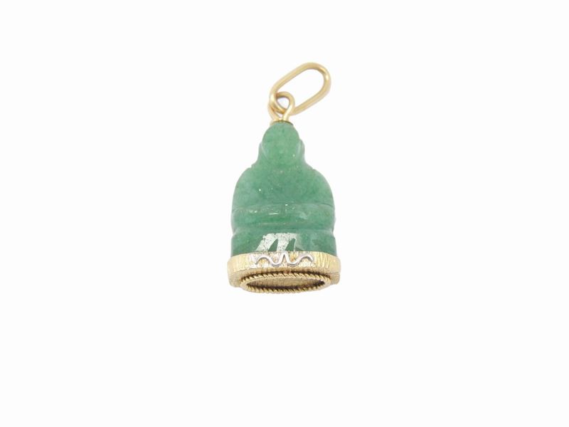 Pendente in Oro Giallo e Agata Verde Tinta