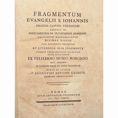Fragmentum Evangelii S. Iohannis Graeco-copto-thebaicum Saeculi IV...