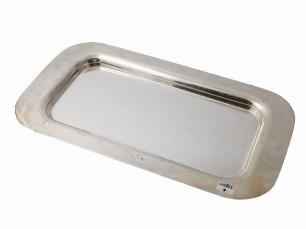 Cheese tray in silver metal and glass