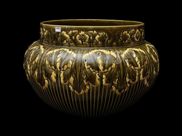 Large vase holder in glazed ceramic