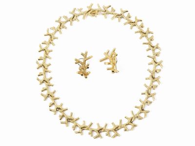 Demi Parure Collana ed Orecchini in Oro Giallo Attribuibile Ad Enrico Serafini