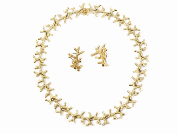 Yellow gold demi parure necklace and earrings attributable to Enrico Serafini
