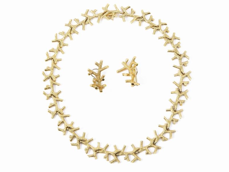 Demi Parure Collana ed Orecchini in Oro Giallo Attribuibile Ad Enrico Serafini