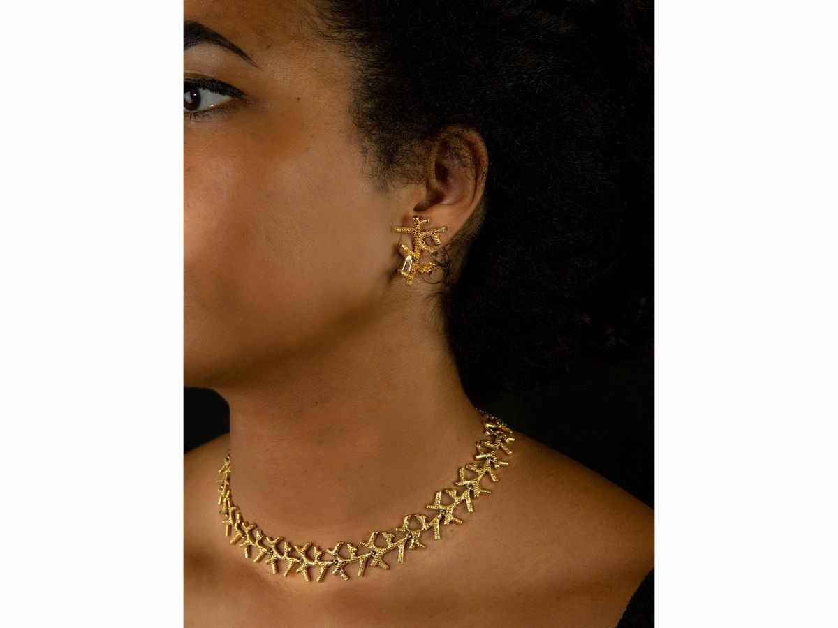 Demi Parure Collana ed Orecchini in Oro Giallo Attribuibile Ad Enrico Serafini