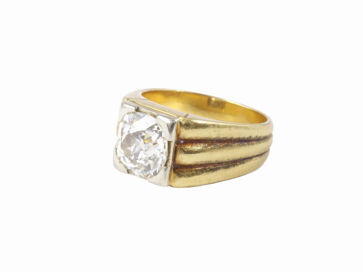 Anello in Oro Bianco e Giallo con Diamante