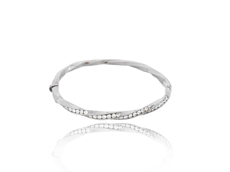 Bracciale Rigido in Oro Bianco con Diamanti