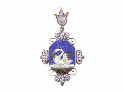Pendente Portaritratto in Argento con Micromosaico