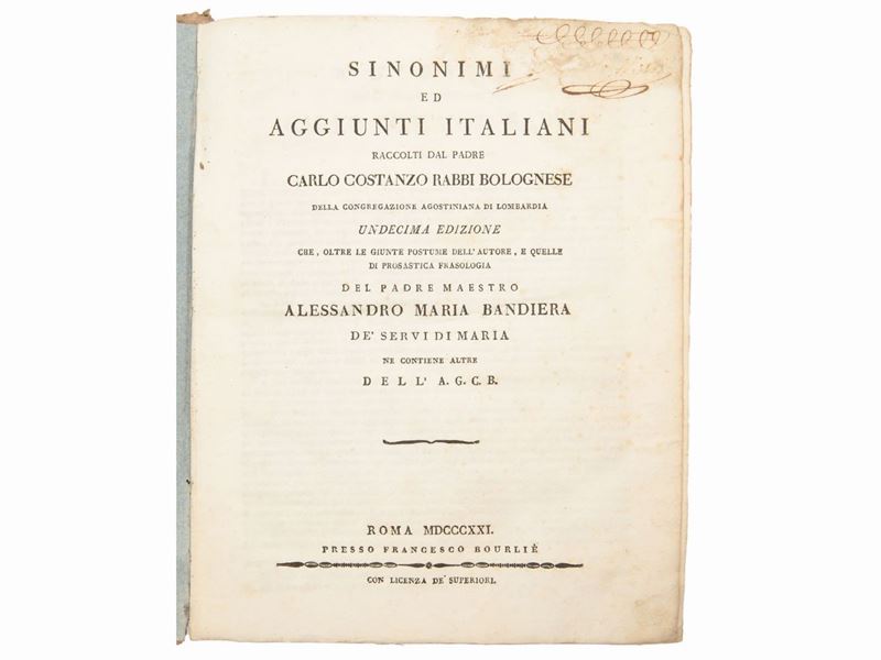 Sinonimi ed Aggiunti Italiani Raccolti dal Padre Carlo Costanzo Rabbi Bolognese