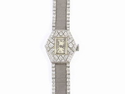 Orologio Decò da Polso per Donna Walton & Co in Platino con Diamanti