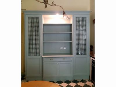 Credenza a Due Corpi in Legno Laccato Grigio-celeste, Barthel