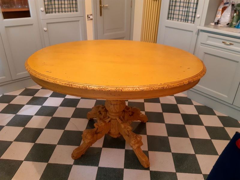 Tavolo da Pranzo in Legno Laccato Color Ocra
