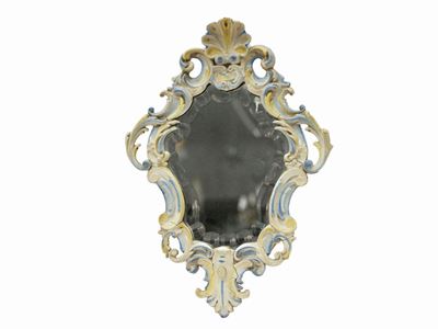 Piccola Specchiera in Legno Intagliato e Laccato