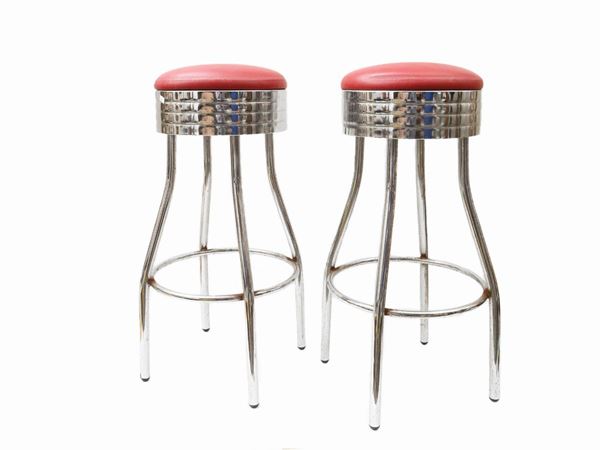 Pair of chromed metal bar stools  (mid 20th century)  - Auction The art of furnishing - Maison Bibelot - Casa d'Aste Firenze - Milano