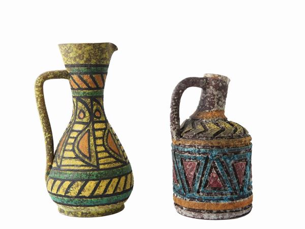 Due vasi in terracotta invetriata, attribuibili alla manifattura Alvino Bagni di Montelupo Fiorentin