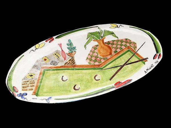 Arnaldo Miniati - Composizione con tavolo da biliardo, 1968