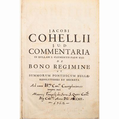 Commentaria in Bullam X Clementis Papae VIII De Bono Regimine