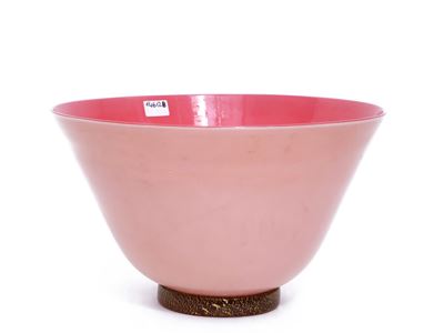 Vaso in Vetro Soffiato Venini con Inclusioni Dorate.