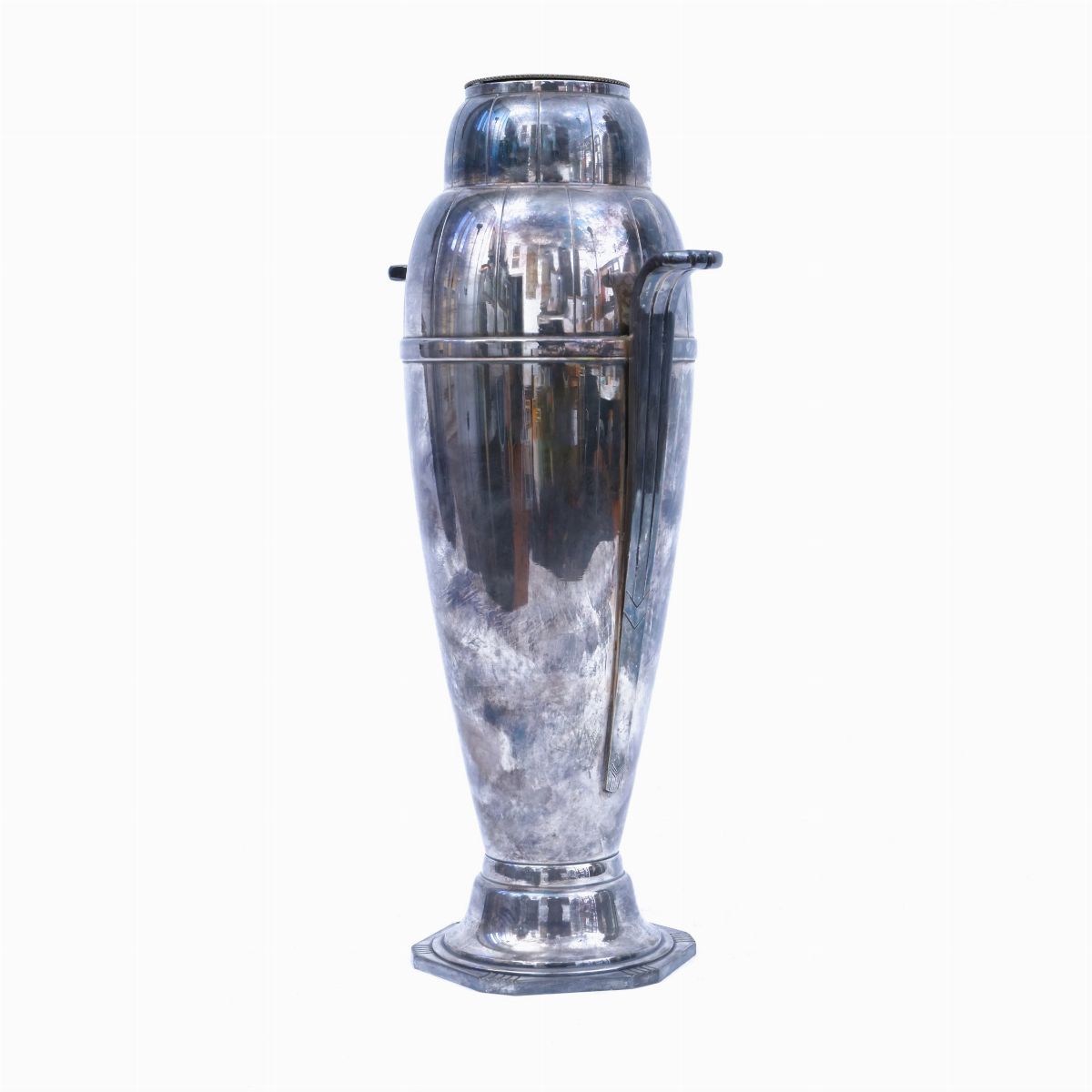 Grande Vaso Decò in Metallo Argentato