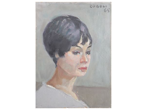 Augusto Zoboli : Ritratto femminile  1965  - Asta Arte Moderna e Contemporanea - Maison Bibelot - Casa d'Aste Firenze - Milano