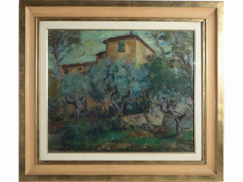 Osvaldo Medici del Vascello - .scorcio di Casa con Ulivi