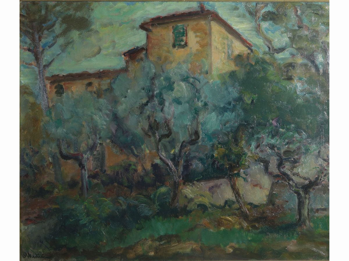 Osvaldo Medici del Vascello - .scorcio di Casa con Ulivi