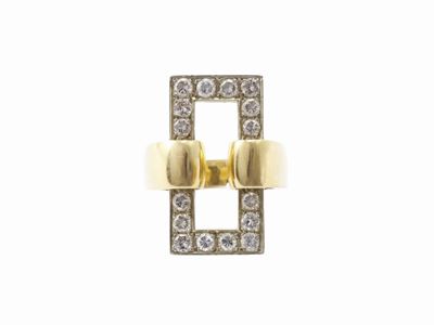 Anello in Oro Bianco e Giallo con Diamanti