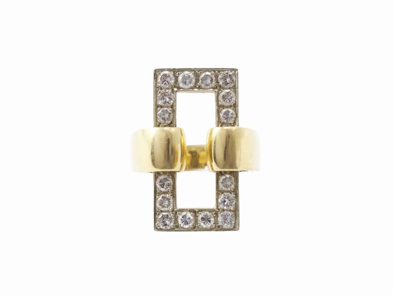 Anello in Oro Bianco e Giallo con Diamanti
