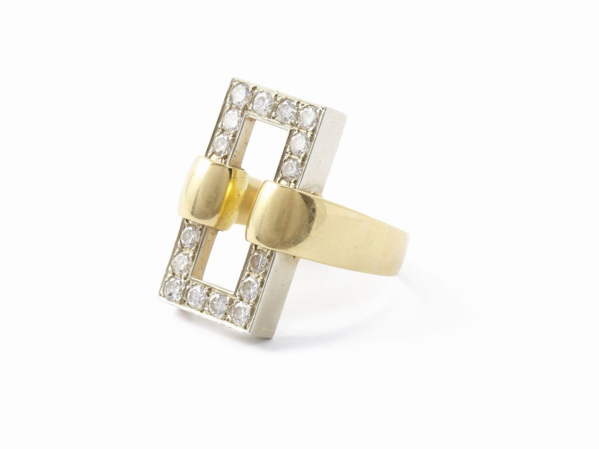 Anello in Oro Bianco e Giallo con Diamanti