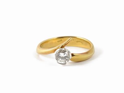 Anello Solitario Damiani in Oro Bianco e Giallo con Diamante