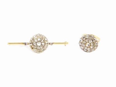 Demi Parure Anello e Spilla in Oro Giallo e Argento con Diamanti