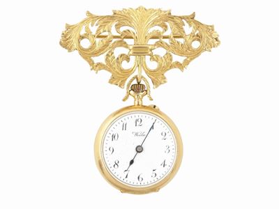 Spilla Orologio Wecla in Oro Giallo