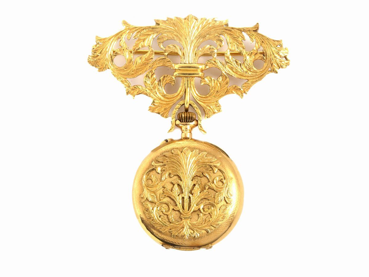 Spilla Orologio Wecla in Oro Giallo
