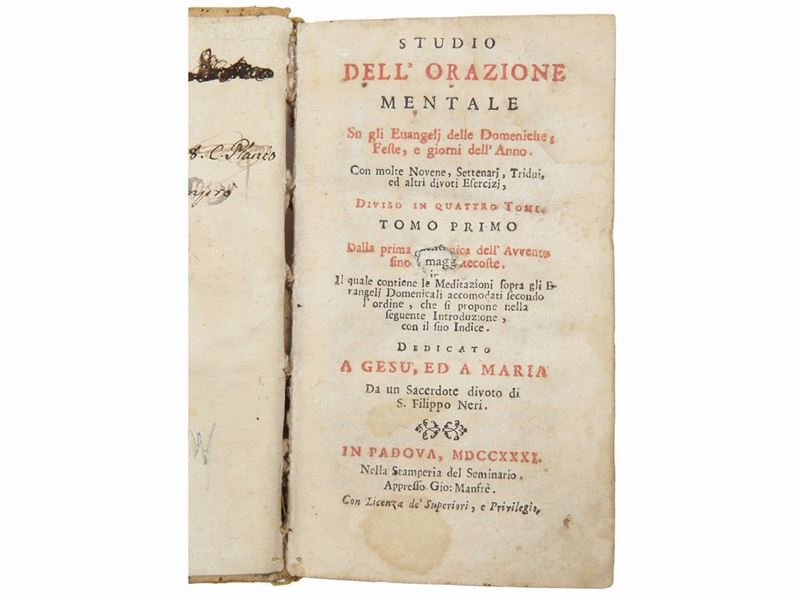 Studio Dell'orazione Mentale su gli Evangelj delle Domeniche, Feste e Giorni Dell'anno...