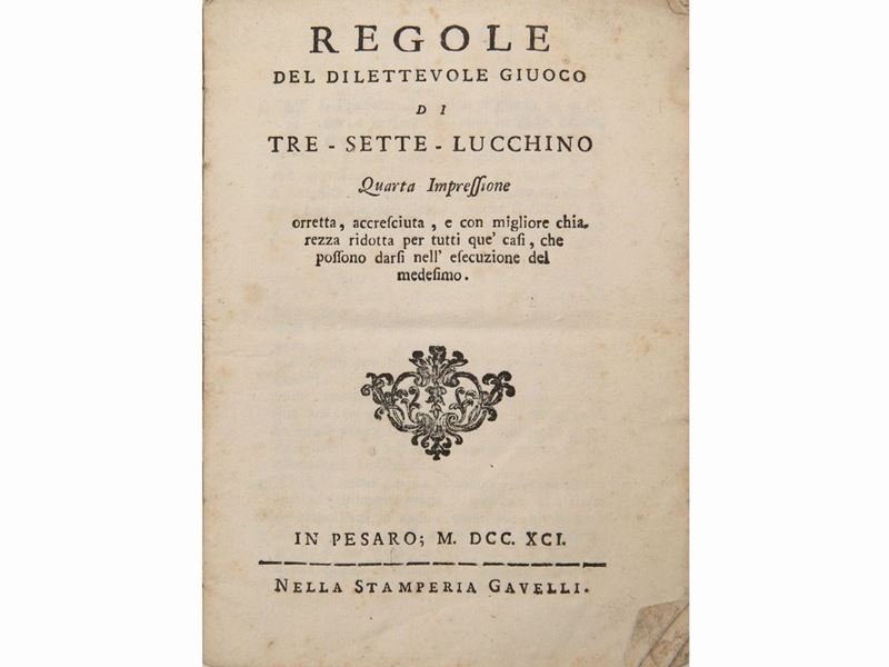 Regole del Dilettevole Giuoco di Tre - Sette - Lucchino