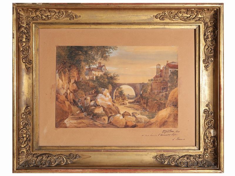 Scorcio di Paesaggio con Ponte, 1840