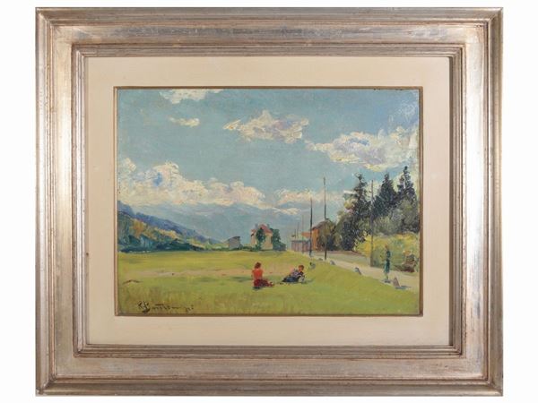 Renato Bontempi - Mountain landscape with characters