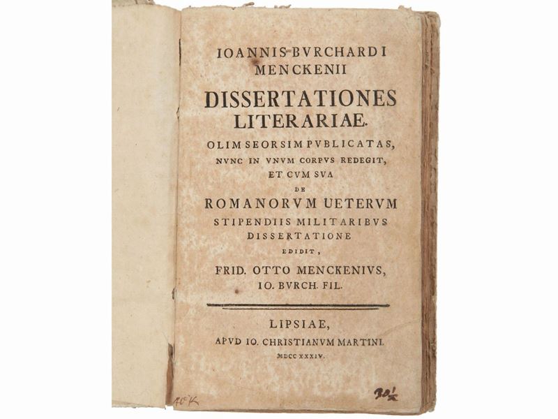 Johann Burkhard Mencke - Dissertationes Literariae