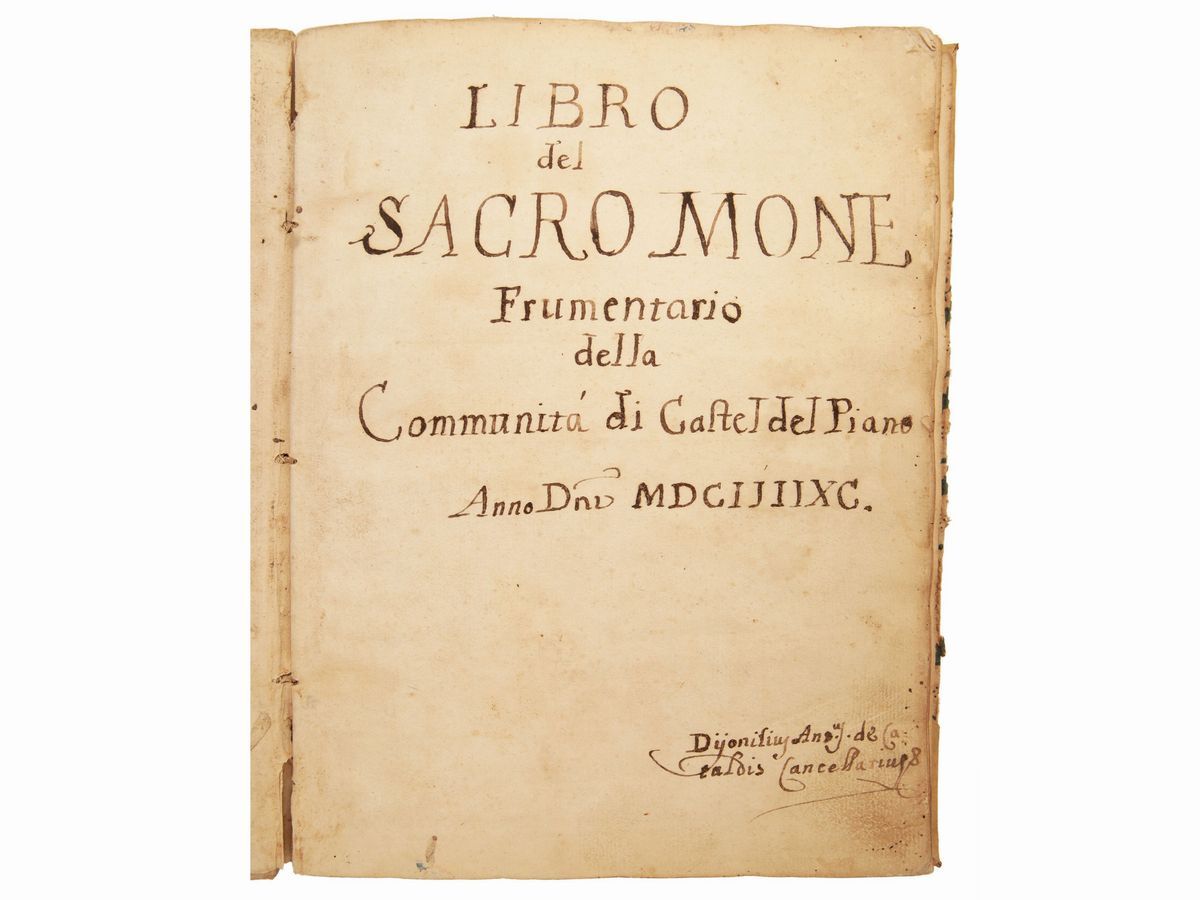 Libro in Cui Si Registrano Li Debitori del Grano Monte della Pietà di Castel del Piano