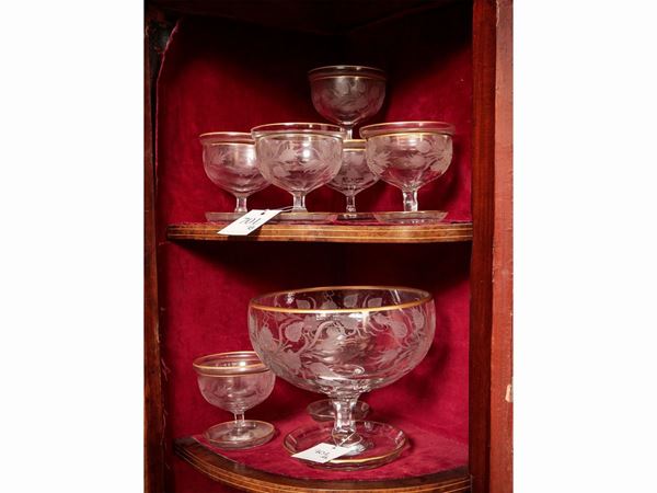 Caviar or prawn cocktail service in cut crystal with floral motifs  - Auction Furniture and Paintings from the Gamberaia Castle in Florence - Maison Bibelot - Casa d'Aste Firenze - Milano