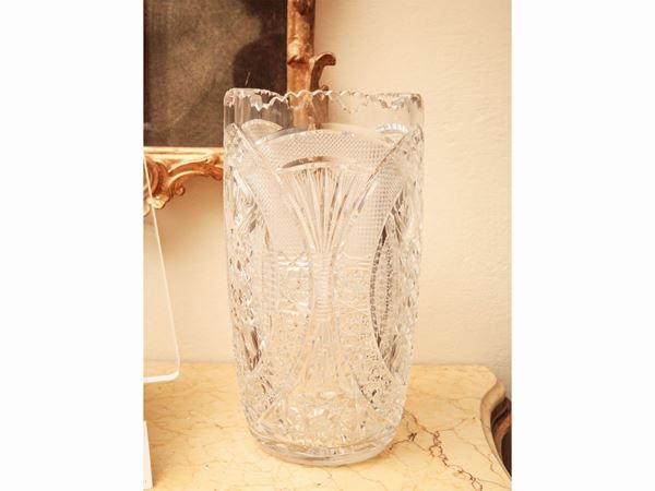 Large cut crystal flower vase