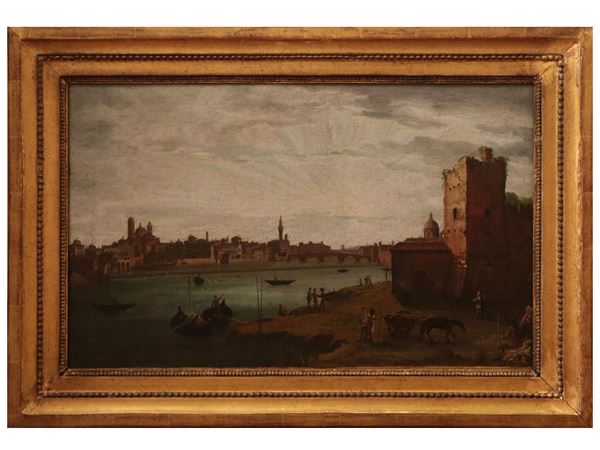 Scuola toscana - View of Florence from the weir of Santa Rosa outside Porta San Frediano