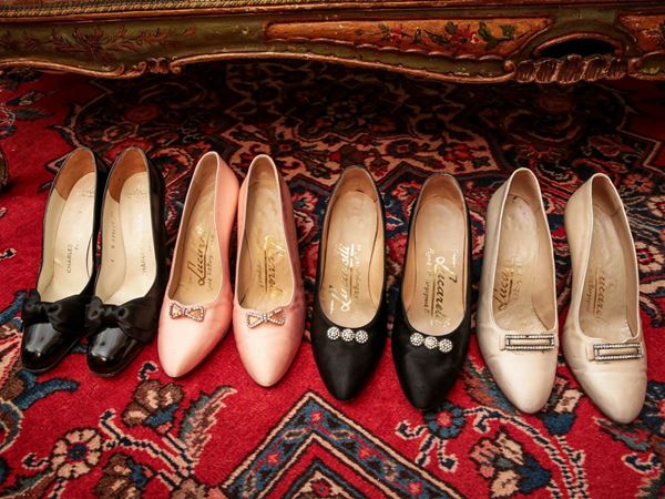 Lot of vintage silk and rhinestone shoes