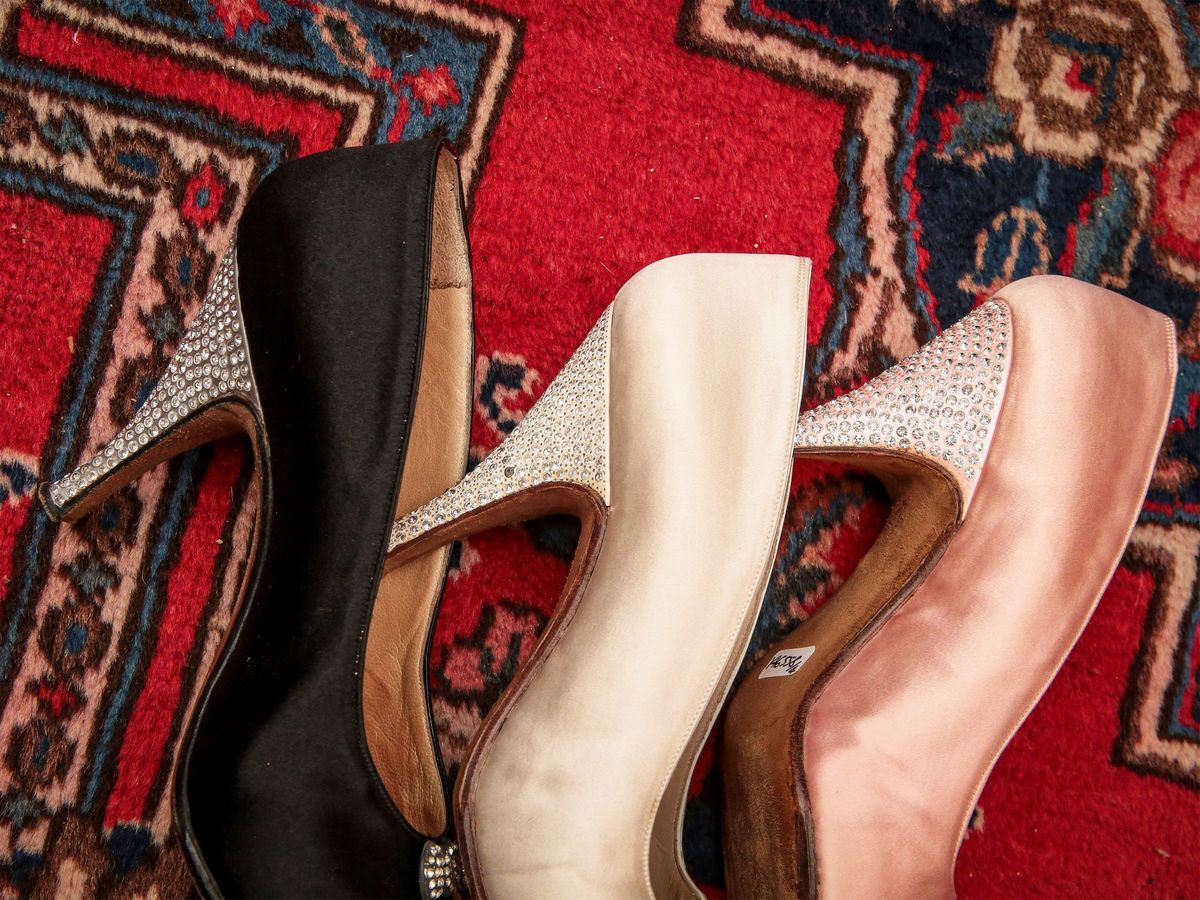 Lotto di Scarpe Vintage in Seta e Strass